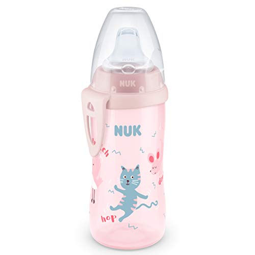 NUK Active Cup tazza per bimbi | 12+ mesi | Beccuccio morbido a prova di perdite | Clip e cappuccio protettivo | Senza BPA | 215 ml | Rosa | 1 pezzo