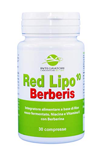 RED LIPO10 BERBERIS - Integratore alimentare a base di Riso rosso fermentato e Berberina utile per il controllo del colesterolo 30 compresse (10 mg di Monacolina K per compressa)
