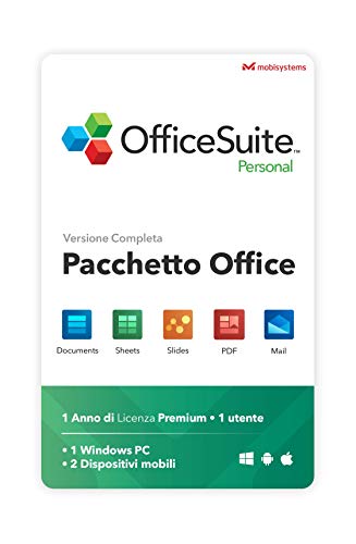 OfficeSuite Personal Compatibile con Microsoft® Office Word® Excel® , PowerPoint® e Adobe® PDF - 1 anno di licenza per 1 Pc Windows e 2 Dispositivi Mobili