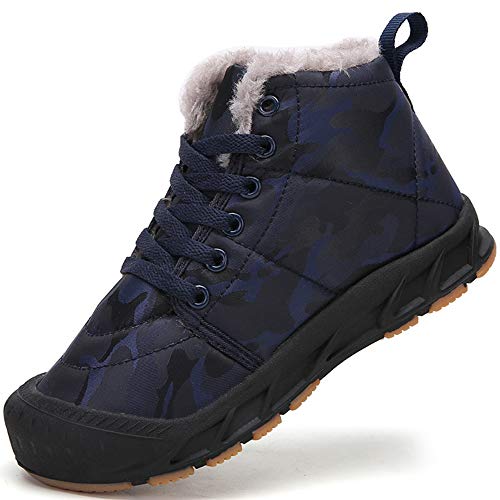 AFFINEST Stivali da Neve Ragazzi Ragazze Invernali Stivaletti Caldo Pelliccia Scarpe Scarponi Sportive Boots per Bambini,Blu,36 EU