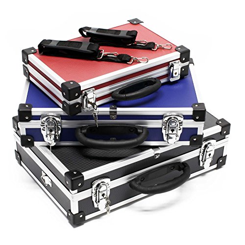 Set di 3 valigette per attrezzi Alluminio cassetta custodia utensili blu nero rosso