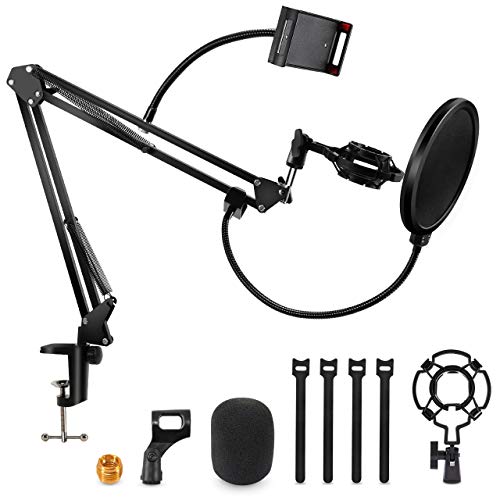 Gifort Supporto Microfono da Tavolo, Supporto per Microfono a Braccio Regolabile con Filtro Antipop, Mic Clip, Ragno e Adattatore da Studio per Blue Yeti e Altri Microfoni