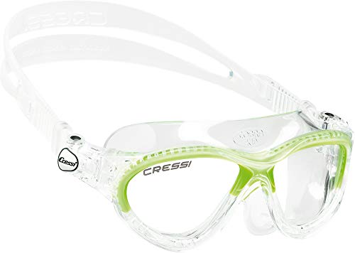 Cressi Cobra Kid Occhialini da Nuoto con Facciale Monovolume, Unisex bambini, Trasparente/Lime