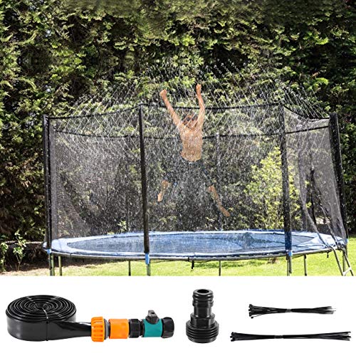 Fostoy Trampolino di Irrigazione, Nebulizzazione di Acqua per Trampolino da Giardino Esterno, Gioco d’Acqua Irrigatore per Bamnini, Spruzzatore Parco Acquatico Estivo 12m/39ft