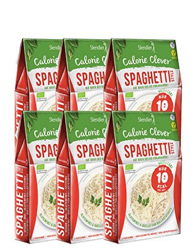 6 x Slendier Tagliatelle konjac biologiche, stile Spaghetti, ipocaloriche, shirataki, fonte di fibre, senza glutine 6 x 250 g…