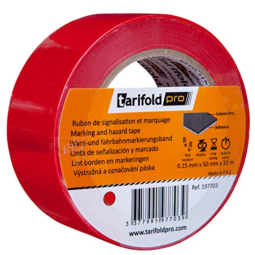 Tarifold - Nastro adesivo per pavimento, segnaletica di sicurezza, colore: rosso, rotolo 50 mm x 33 m, 50 mm x 33 m