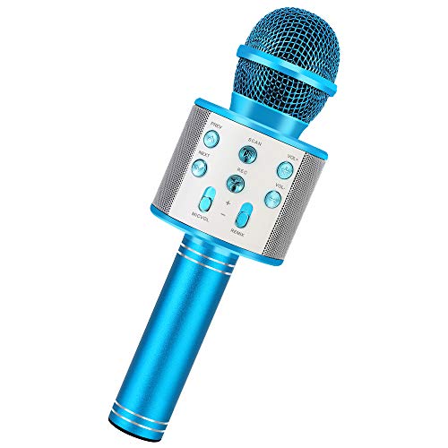 RXYYOS Microfono Karaoke Wireless Microfoni Bluetooth Bambini Karaoke Player Multifunzione Microfono con Altoparlante per Cantare per Adulti e Bambini KTV Party in Casa o all’Aperto (Blu)