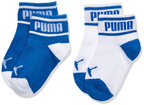 PUMA Wording Sock 2p Calze, Bianco (White/Blue 079), Unica (Taglia Produttore: 23/26) (Pacco da 2) Bimbo