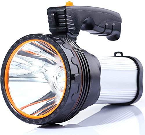 Torcia Ricaricabile ad Alta Potenza LED 6000mAH 6000 LUMENS Faretto Proiettore LED Super Luminoso IPX4 Impermeabile [Classe di Efficienza Energetica A]（Argento)