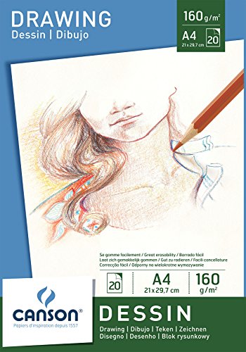 Canson 200005779 - Carta da disegno, formato A4, 160 g/m², 20 fogli, colore: bianco