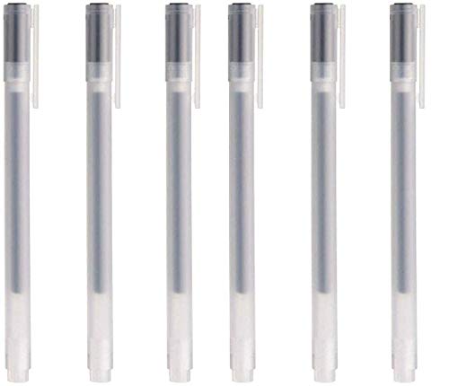 Muji - Set di penne con inchiostro gel, 0,5 mm, 6 pezzi, colore: nero