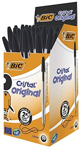 Bic Cristal Original Punta Media 1 mm Confezione 50 Penne Colore Nero
