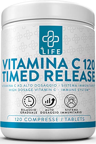 PIULIFE Vitamina C Timed Release ● 120 cpr da 1000mg ● Fortifica e rafforza il sistema immunitario ● Antiossidante ad Alto Dosaggio