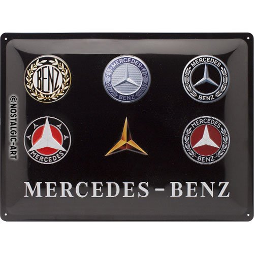 Nostalgic-Art Targa Vintage Mercedes-Benz – Logo Evolution – Idea regalo per amanti di accessori per auto, in metallo, Design retro, 30 x 40 cm
