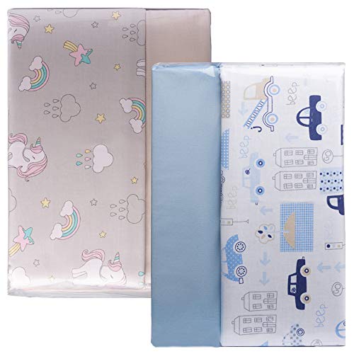 Cangoo Set Lenzuola 3 Pezzi per Lettino Neonato, Culla, Biancheria Da Letto, 60x120 cm, 100% Cotone, Lenzuolo Copripiumino/Sacco Double Face, Macchinine