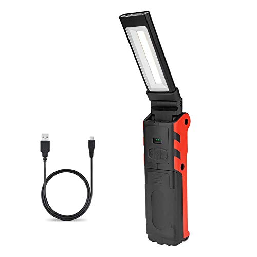 Coquimbo USB Ricaricabile Lampada da lavoro, lampada da ispezione LED Torcia COB Luce di Lavoro portatile pieghevole con base magnetica e gancio per campeggio, escursionismo, officina (grande)