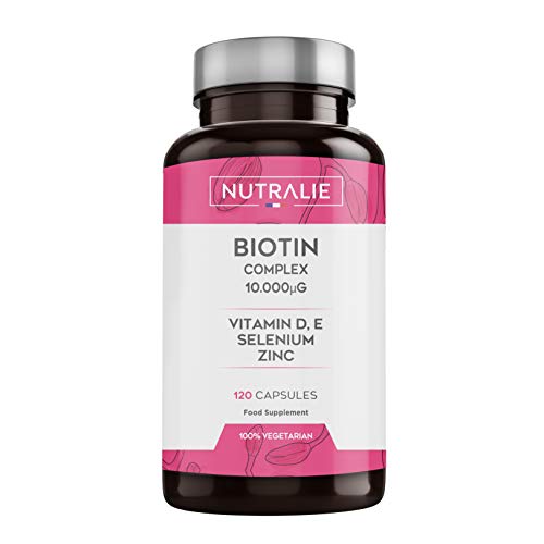 Biotina con Vitamine D ed E, Zinco, Selenio | Contribuisce al Mantenimento di Capelli, Pelle ed Unghie Normali | 120 Capsule Nutralie