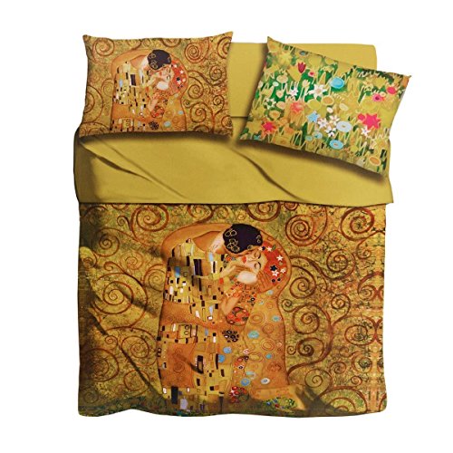 Completo lenzuola Il bacio di Klimt I Love Sleeping digitale Matrimoniale Q951