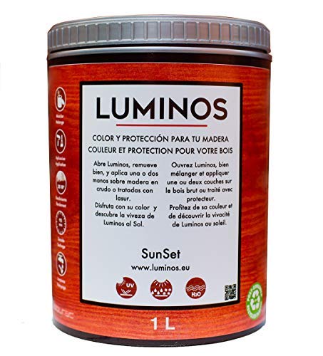Luminos LUM1119 -SUNSET- - Vernice per legno, protezione per esterni, colore rosso, 2,5 l