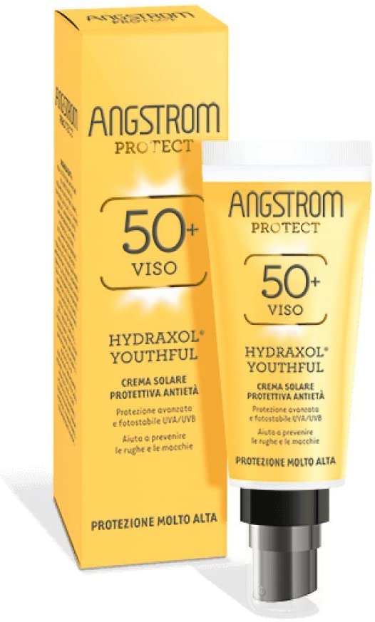 Angstrom Protect Crema Solare Anti Età, Protezione Solare 50+ con Prevenzione Antirughe e Antimacchie, Indicata per Pelli Sensibili, 40 ml
