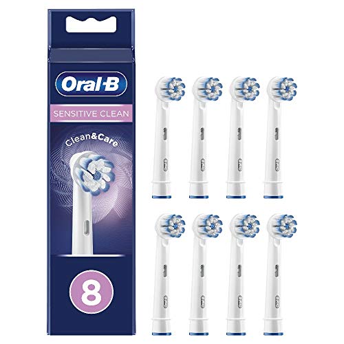 Oral-B Sensitive Clean Testine di Ricambio per Spazzolino Elettrico, Confezione da 8 Pezzi, Pacco Adatto alla Buca delle Lettere