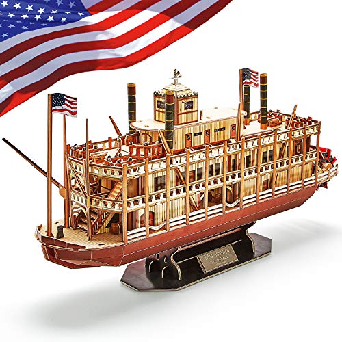 CubicFun Mississippi Steamboat Puzzle 3D Modello Kit Navi e Imbarcazioni Regalo per Bambini e Adulti, 142 Pezzi