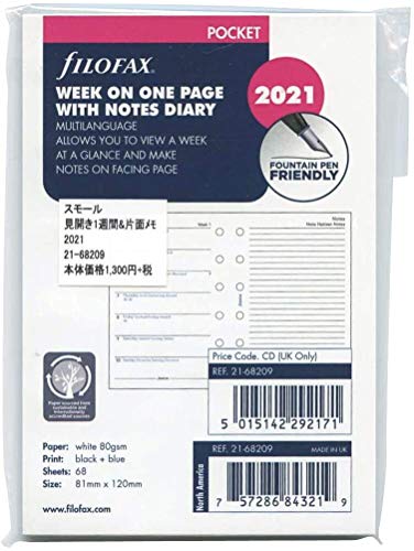 Filofax - Agenda tascabile settimanale su una pagina con note 2021