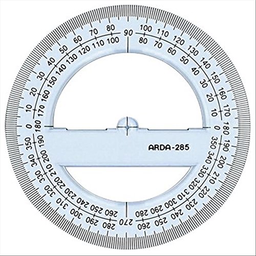 Arda - Goniometro a 360 ° 12 centimetri linea uni - regola (polistirolo, trasparente, 120 mm)