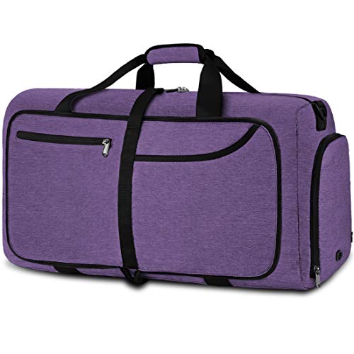 NEWHEY Borsone da Viaggio Pieghevole 65L 40L Grande capacità Duffel Bag Travel Leggero Impermeabile Borsoni da Palestra per Campeggio Viaggio Palestra Sport Vacanza Borsa Uomo e Donna (Purple-65L)