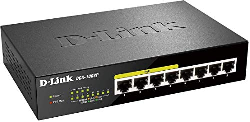 D-Link DGS-1008P Switch 8 Porte 10/100/1000 Gigabit, Power Over Ethernet, No Alimentazione Aggiuntiva