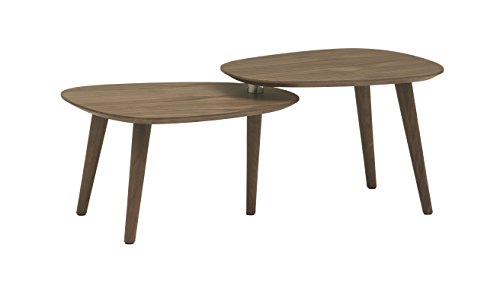 Marchio Amazon - Rivet, tavolo da caffè modello Allyson, regolabile, a 2 ripiani, stile mid century, finitura in noce