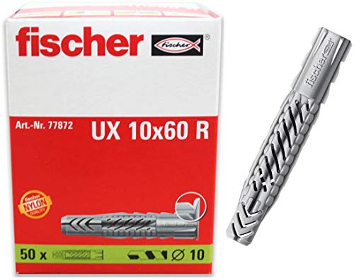 Fischer UX 10x60 R - Tassello universale in nylon, 10 mm, confezione da 50
