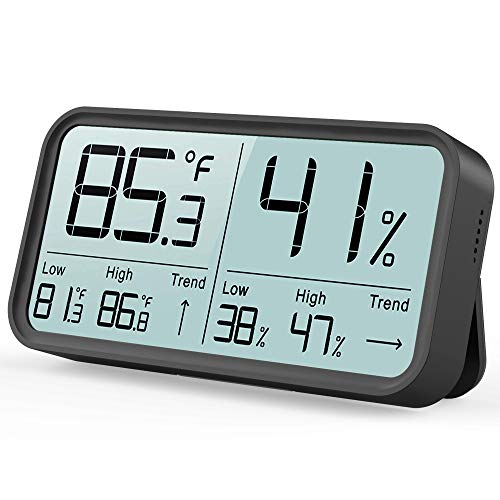 Termoigrometro digitale per interni, termometro igrometro temperatura e umidità per controllo del clima ambiente, monitoraggio dell'aria condizionata, monitor nero 1 pezzo nero.