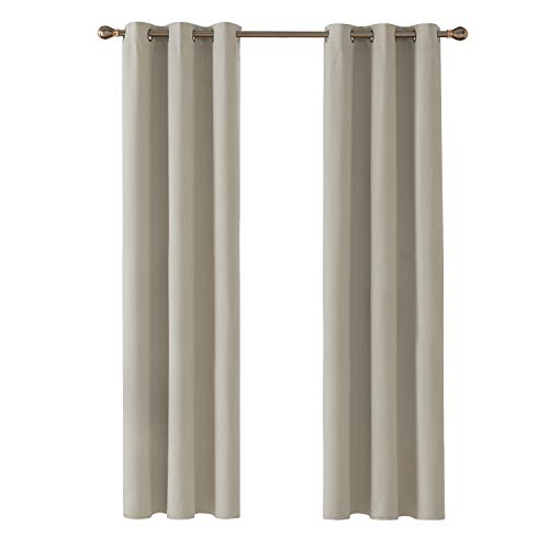 Deconovo Tende Oscuranti Termiche Isolanti Moderne con Occhielli per Finestre Soggiorno Interni 107x242cm 2 Pannelli Beige Chiaro