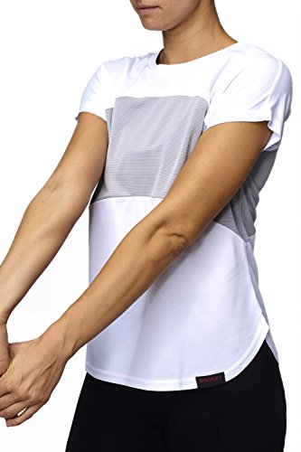 Sundried - Maglietta da donna per yoga, palestra, fitness, allenamento bianco/grigio. XXL
