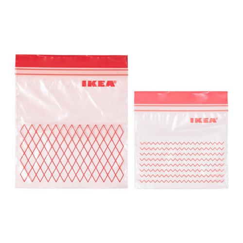Ikea Istad, sacchetti rossi in plastica adatti per freezer, 30 sacchetti (0,4 l, 15 x 15,5 cm) e 30 sacchetti (1 l, 18 x 21,5 cm), totale 60 pezzi