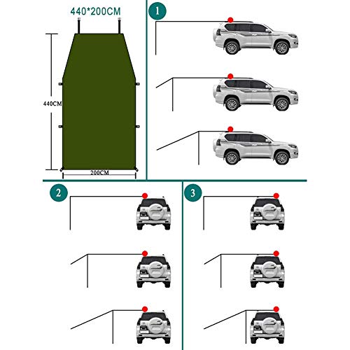 Tenda da sole per auto, tettoia per la pioggia sul tetto, tendalino parasole, tenda da campeggio Tenda da campeggio impermeabile per camper Camper Trailer Tenda Portellone Tendalino per tenda Tetto