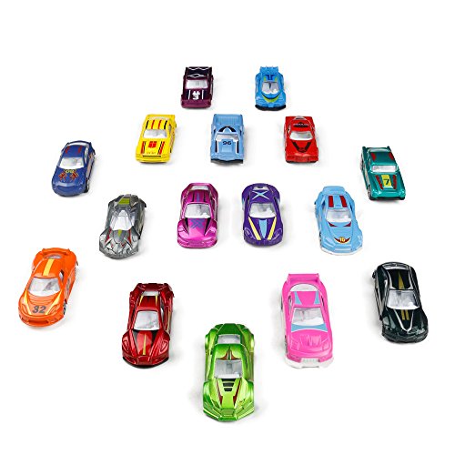 TONZE Mini Modellini Auto Giocattolo Macchine Metallo 1:64 Set Veicoli Racing Car Giochi Macchinine per Bambini Veicolo Giocattolo Ragazzi Ragazze 3 4 5 Anni, 16 Pezzi