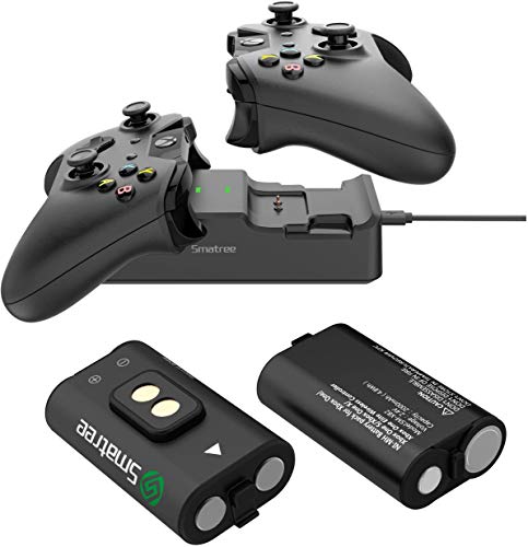 Smatree Caricabatterie Doppia Stazione di Ricarica con 2 Batteria Ricaricabile per Xbox One/Xbox One S/Xbox One X/Xbox One Elite Wireless Controller