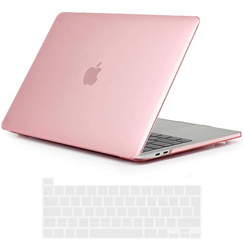 TECOOL Custodia MacBook PRO 13 Pollici 2020 (Modello: A2338 M1 / A2289 / A2251), Plastica Cover Case Rigida e Copritastiera in Silicone per MacBook PRO 13.3 con Touch Bar - Rosa Cristallo