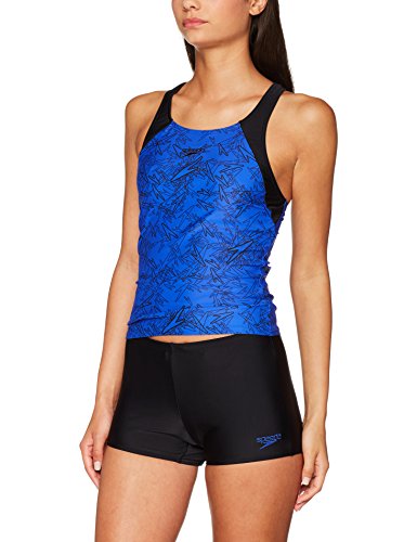 Speedo Tankini Boom Allover Donna, Blu (Beautiful Blue/Black), 28 (IT 38)