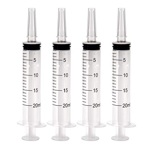 Siringhe KINBOM 20ml, Siringa di plastica sterile senza ago per laboratorio scientifico Esperimento, dosaggio, misurazione, irrigazione (4 Pezzi)