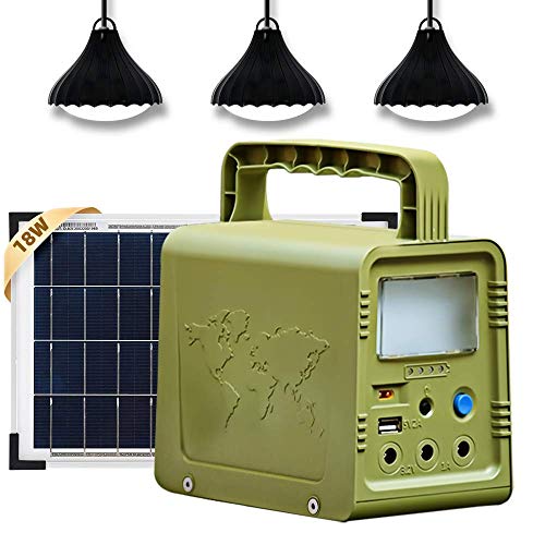 ECO-WORTHY Kit di illuminazione solare 18W Kit 84 W · h Lampadina Solare Portatile con Pannello Solare Lampade Solari Portatili e Ricaricabili per Campeggio Esterno o Tenda Trekking