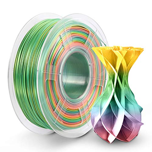 PLA Filament 1.75mm, Silk Rainbow PLA 3D Printer Filament 1KG Shiny Rainbow Multicolored