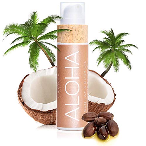 COCOSOLIS Aloha – Super Abbronzante con Vitamina E, Olio Corpo Abbronzante – Crema solare Bio Oil per un’Abbronzatura Cioccolato – Sei oli naturali per una Pelle Sana e Radiosa - 110 ml