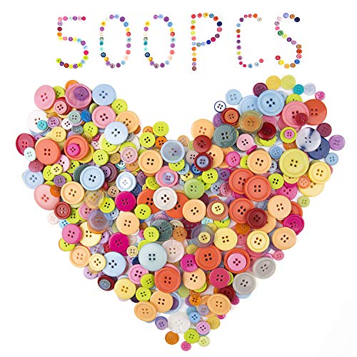 Comius 500 PCS Bottoni Colorati, Bottoni Colorati per Decorare, Misti in Diverse Dimensioni e Colori per Lavorazione, Cucito, Decorazione, Pittura per Bambini, Deco Regalo