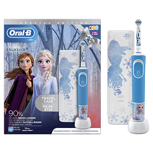 Oral-B Kids Spazzolino Elettrico Ricaricabile, 1 Manico con Personaggi Disney Frozen 2, 1 Custodia da Viaggio, dai 3 Anni in Su