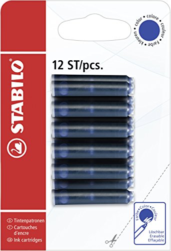 Cartuccia Refill per Penna Roller/Stilografica - STABILO - Pack da 12 - Colore Blu