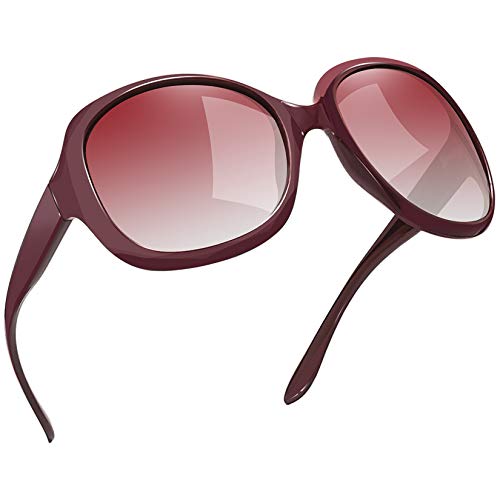 Joopin Occhiali da Sole Polarizzati da Donna Grande Graduati Fashion Oversize Specchiati Lenti Polarizzate Antiriflesso Protezione UV (Lente Rossa Sfumati)