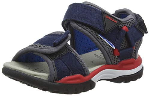 Geox J Borealis Boy C, Sandali Punta Aperta Bambino, Blu (Navy/Red C0735), 29 EU